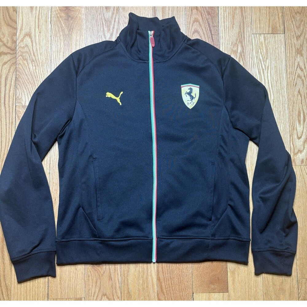 Mens Puma X Ferrari Car Enthusiasts Italian Black Track Jacket Size L Full Zip
